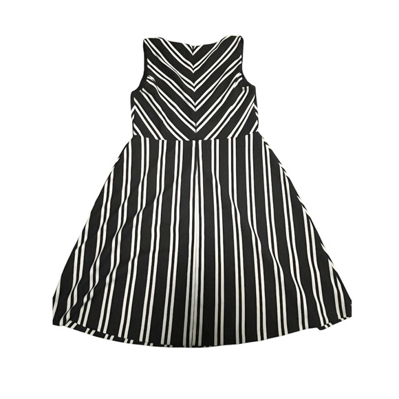 ELLE Striped Polyester Dress - US Size 6 - Black - Picture 3 of 5